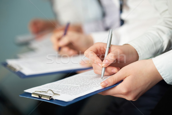 Stockfoto: Business · seminar · vrouwelijke · handen · hand