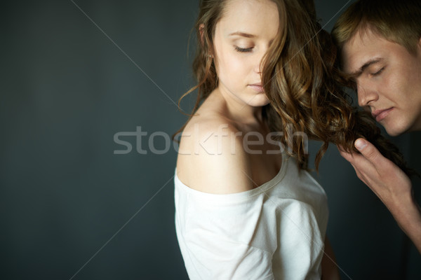 [[stock_photo]]: Odeur · cheveux · jeune · homme · femme