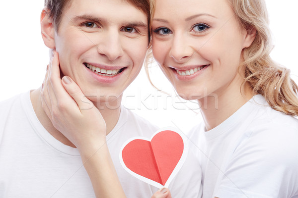 Amourösen Paar Porträt junge Mädchen halten rot Stock foto © pressmaster