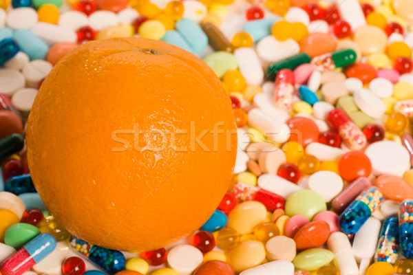 Stockfoto: Vitaminen · afbeelding · groot · vers · oranje · medische