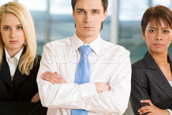 Stockfoto: Bedrijf · ernstig · zakenman · naar · camera · twee