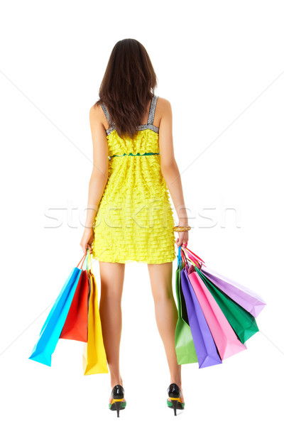 Achteraanzicht vrouw mooie vrouw lopen weg winkelen Stockfoto © pressmaster