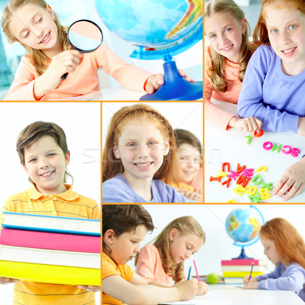 Schoolkinderen collage schoolkinderen meisje boek school Stockfoto © pressmaster
