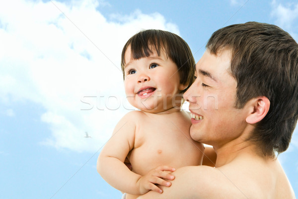 Birlik görmek adam bebek gökyüzü Stok fotoğraf © pressmaster