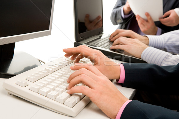 Stockfoto: Briefing · foto · vrouwelijke · business · werk · technologie