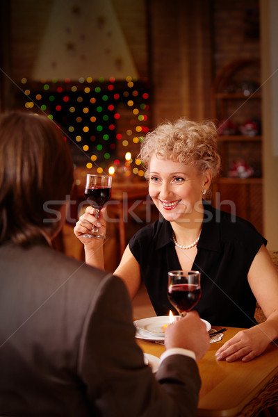 Romantischen Abendessen Bild glücklich weiblichen Toasten Stock foto © pressmaster