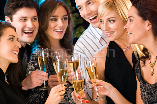 Imagine de stoc: Oameni · fericiţi · portret · sase · ochelari · şampanie