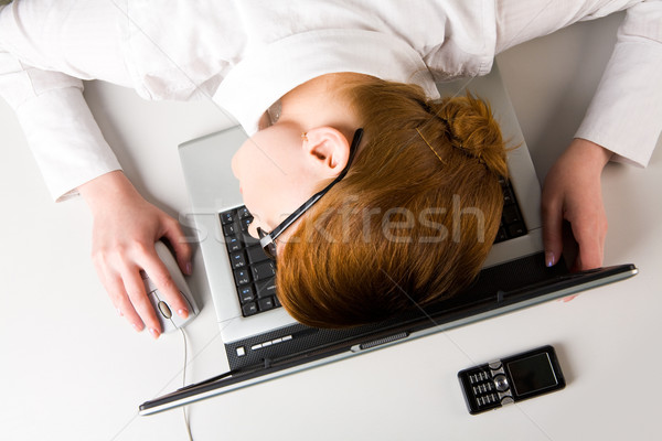 Uitgeput afbeelding moe zakenvrouw student gezicht Stockfoto © pressmaster