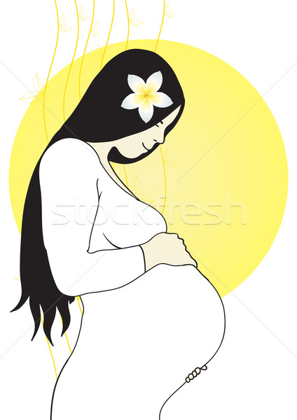 Joli enceintes dame fleur tropicale fille peinture [[stock_photo]] © pressmaster