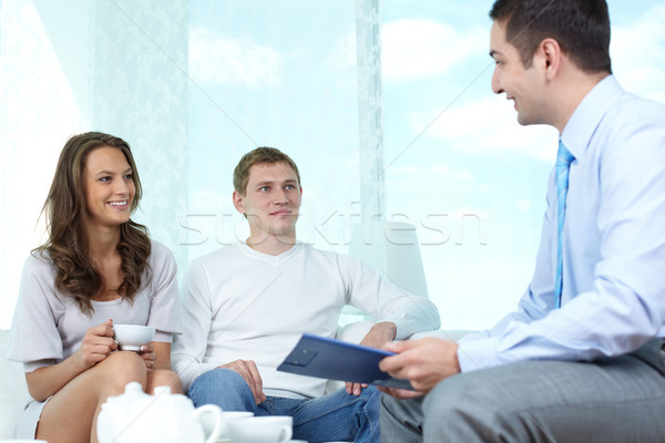 Stockfoto: Financiële · raadpleging · positief · familie · vergadering