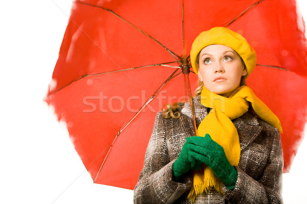 Pluie portrait triste femme manteau béret [[stock_photo]] © pressmaster