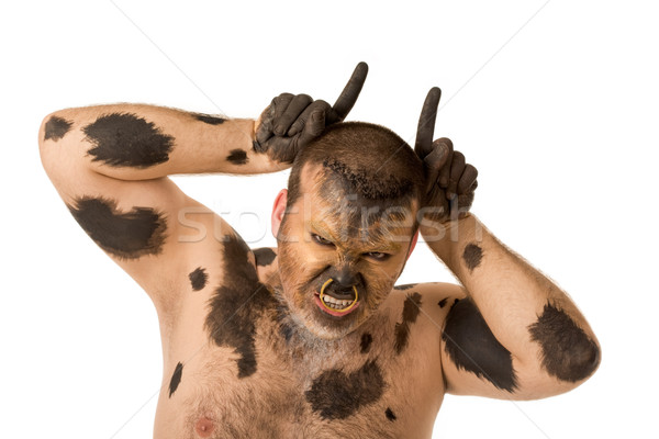 Böse ox Porträt gemalt Mann Stock foto © pressmaster