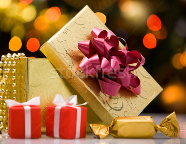 Noël bonbons vacances fond boîte Photo stock © pressmaster