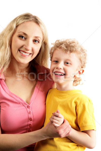 Jongeling moeder portret gelukkig zoon witte Stockfoto © pressmaster