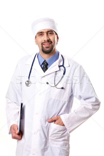 Mavi yakalı işçi portre doktor stetoskop boyun Stok fotoğraf © pressmaster