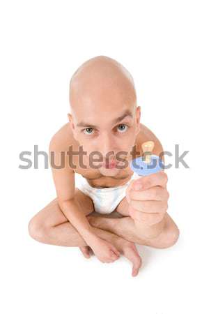 Chupeta bebê homem fralda olhando Foto stock © pressmaster