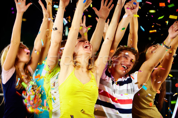 Stockfoto: Opwinding · foto · opgewonden · tieners · armen · vreugde