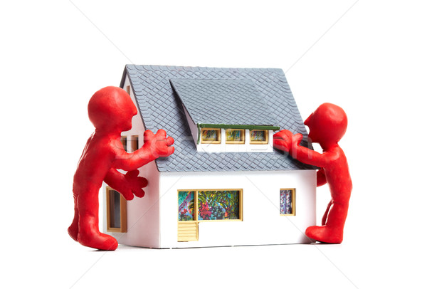 ストックフォト: 家 · 画像 · 赤 · 男性 · 立って · ビジネス