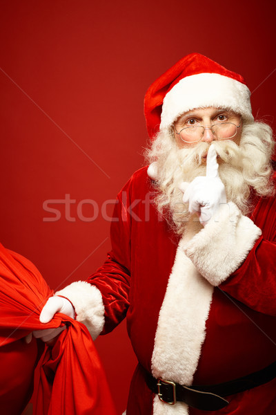 Foto stock: Navidad · sorpresa · retrato · papá · noel · enorme · rojo