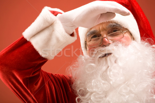 Stockfoto: Naar · foto · smart · kerstman · hand · gezicht