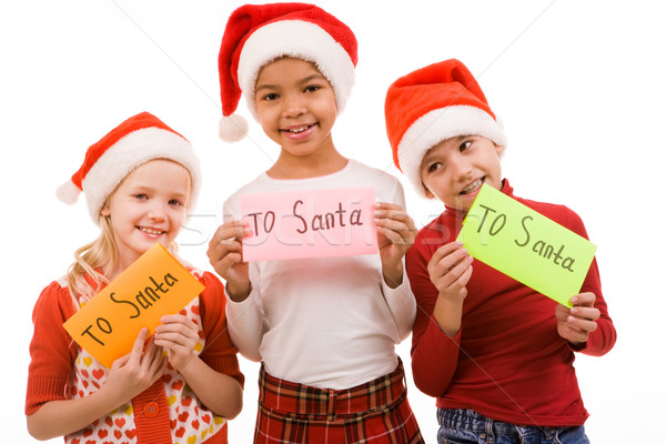 Karácsony boldog gyerekek tart kicsi papírok Stock fotó © pressmaster