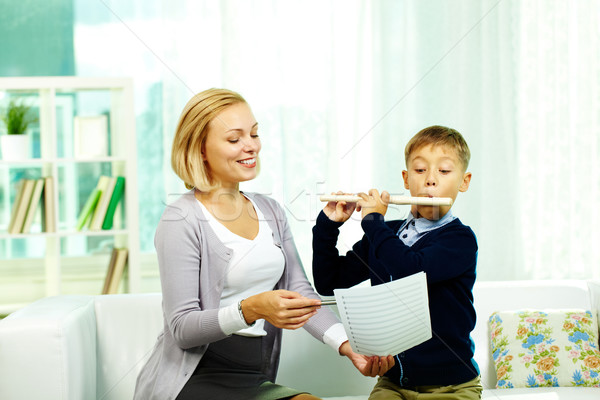 Stockfoto: Goede · muziek · portret · spelen · fluit · naar