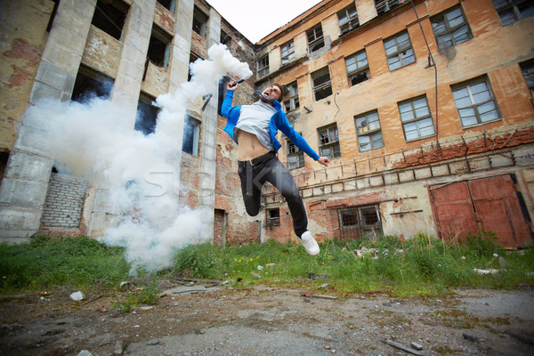 Aggressive Hooligan Porträt wütend Dude springen Stock foto © pressmaster