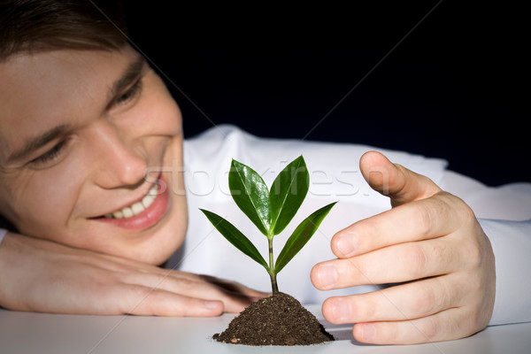 Stockfoto: Plant · afbeelding · man · jonge · business · gelukkig