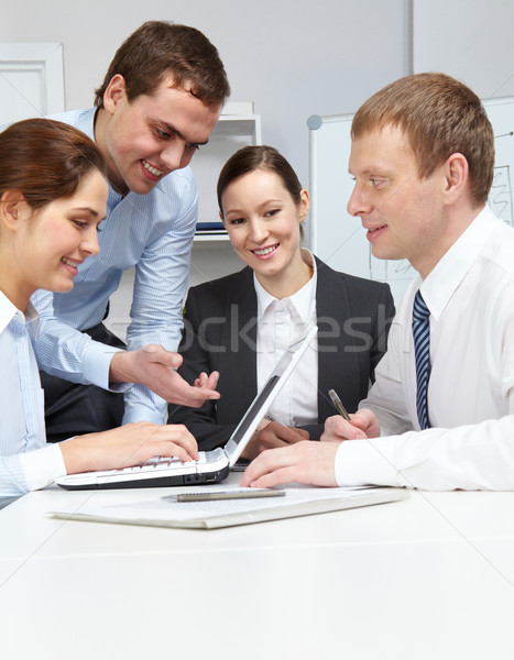 новых бизнеса плана четыре деловые люди сидят Сток-фото © pressmaster