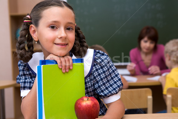 Foto d'archivio: Studentessa · ritratto · felice · guardando · fotocamera · bambini