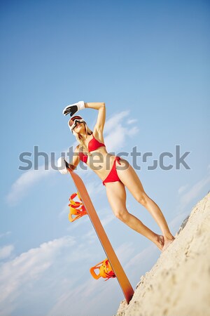 Attente hiver sexy girl posant planche à neige plage [[stock_photo]] © pressmaster