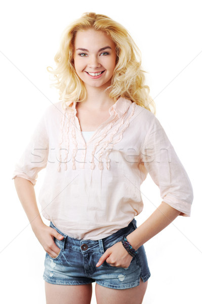 Blond fille femme posant caméra isolement [[stock_photo]] © pressmaster