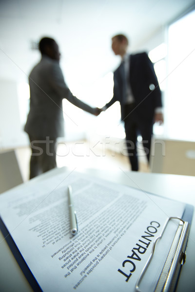 Stock fotó: új · szerződés · kép · üzlet · kettő · alkalmazottak