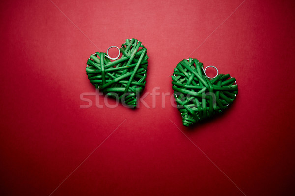 Szeretet kép kettő dekoratív zöld szívek Stock fotó © pressmaster
