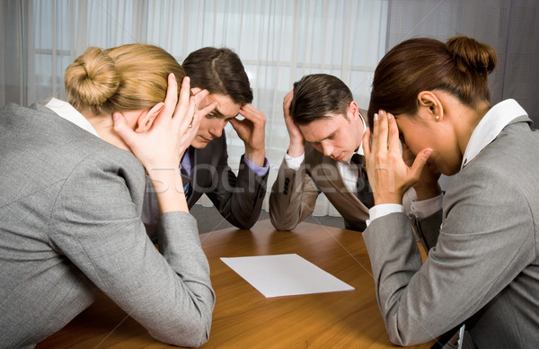 мозговая атака портрет деловые люди сидят вокруг таблице Сток-фото © pressmaster