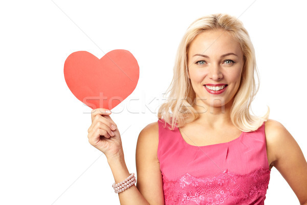 Vrouw hart mooie vrouwelijke Rood papier Stockfoto © pressmaster