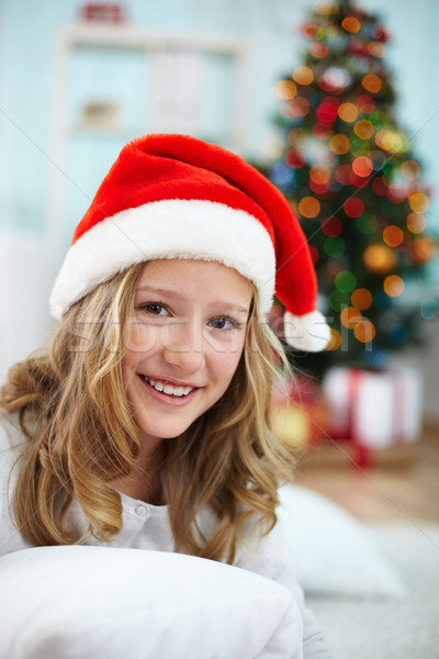 Stock photo: Girl in santa cap