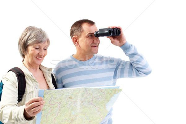 Mirando retrato feliz pareja de ancianos aprendizaje Foto stock © pressmaster