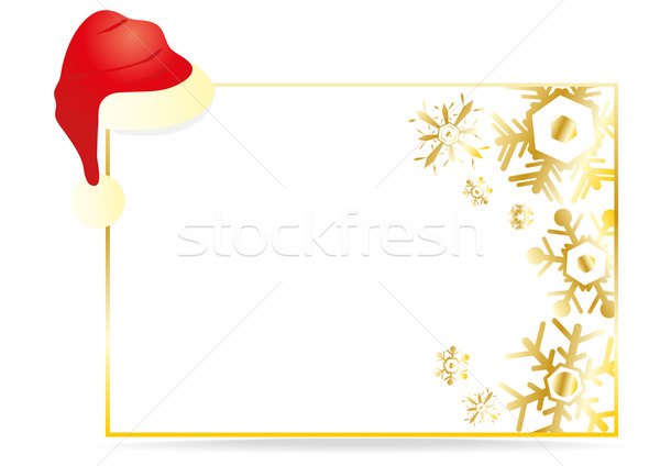 Foto stock: Tarjeta · de · felicitación · CAP · blanco · Navidad · diseno · nieve