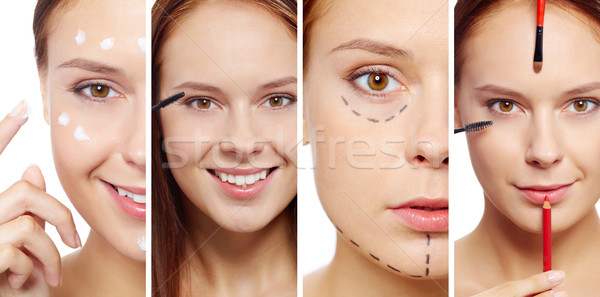 Gesichtspflege jungen weiblichen Schönheit Werkzeuge Sahne Stock foto © pressmaster