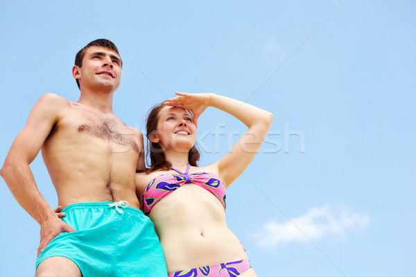 Nyári vakáció békés pár élvezi égbolt nyár Stock fotó © pressmaster