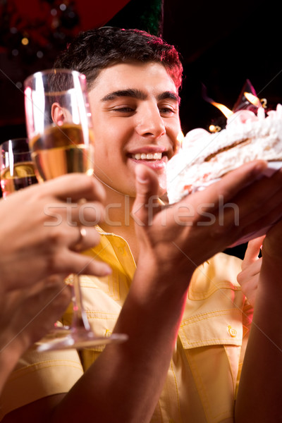 Adam kek görüntü bakıyor gözlük insan Stok fotoğraf © pressmaster