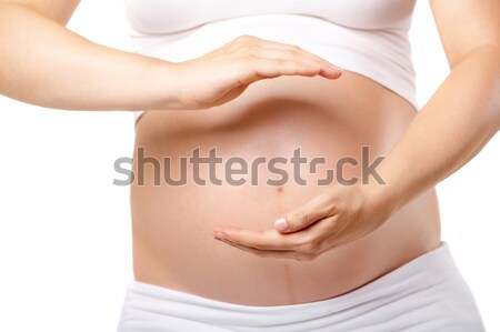 Stok fotoğraf: Gelecek · anne · görüntü · hamile · kadın · göbek · eller