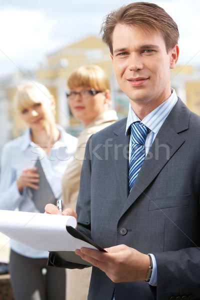 Foto stock: Líder · negocios · pie · dos · empresarias · mujer