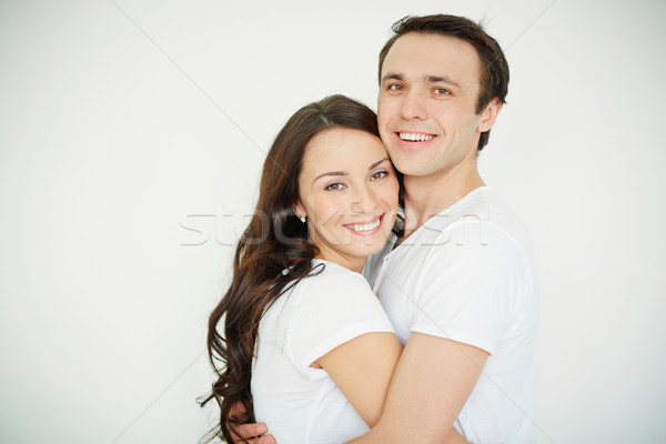 Közelség portré szerelmi fiatal nő férfi átkarol Stock fotó © pressmaster