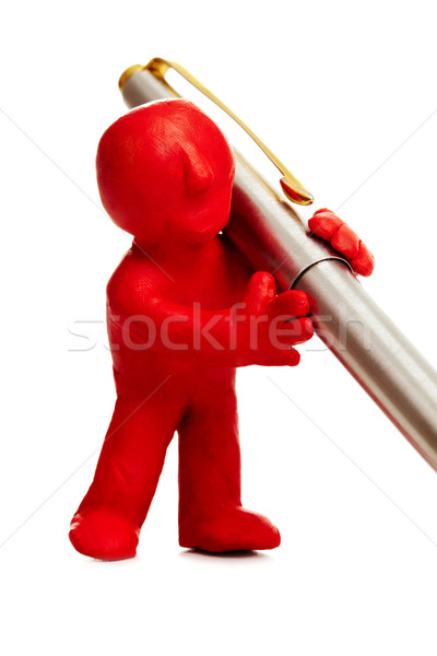 Plasticine man with pen Stock photo © pressmaster