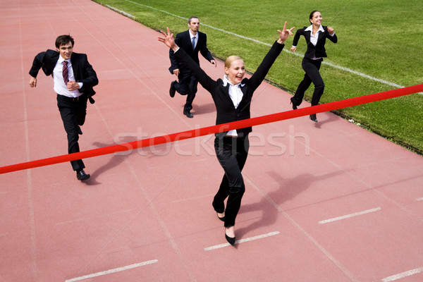 Diadal kép örömteli üzletasszony nyerő üzlet Stock fotó © pressmaster