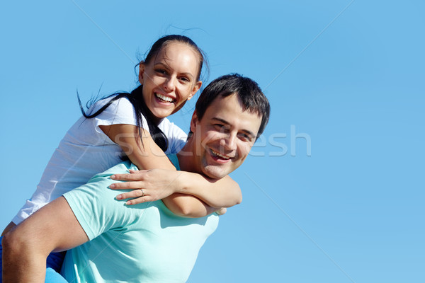 Betrekkingen portret blauwe hemel vrouw liefde Stockfoto © pressmaster