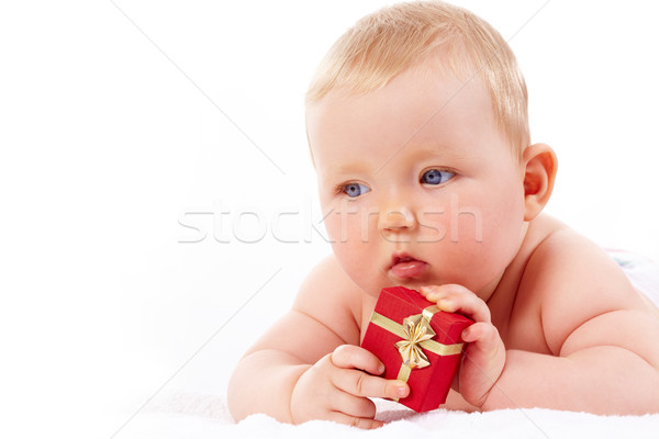 ストックフォト: 赤ちゃん · ギフト · 肖像 · かなり · 赤 · 見える