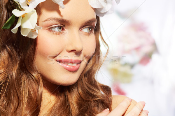 [[stock_photo]]: Printemps · visage · image · fille · juste